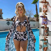 3-Piece Print Bikini & Cardigan Set