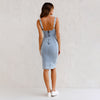 U-Neck Denim Dress with Slit