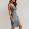 U-Neck Denim Dress with Slit