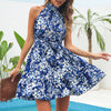 Floral Halter Ruffle Dress