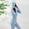 Hoodie Suit Women Leisure Sexy Zip Long Sleeve Sweater and High Waist Long Pants Set