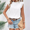 Fashion Ruffle-neck Sleeveless Chiffon Shirt Top Summer Sweet Vest Women's Clothing