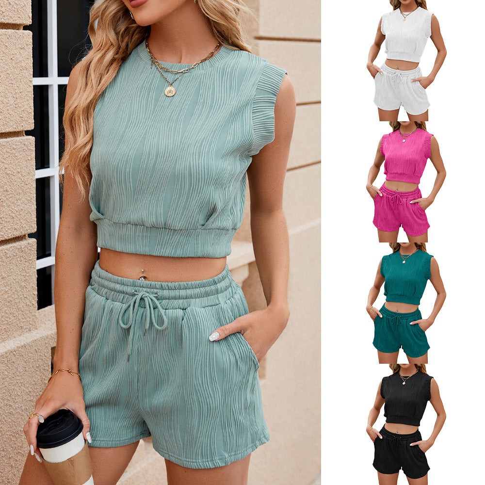 Wave Set: Sleeveless Top & Drawstring Shorts