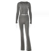 Hoodie Suit Women Leisure Sexy Zip Long Sleeve Sweater and High Waist Long Pants Set