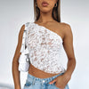 Lace Back Asymmetrical Top