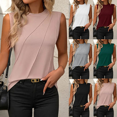 Solid Sleeveless Round Neck Tee